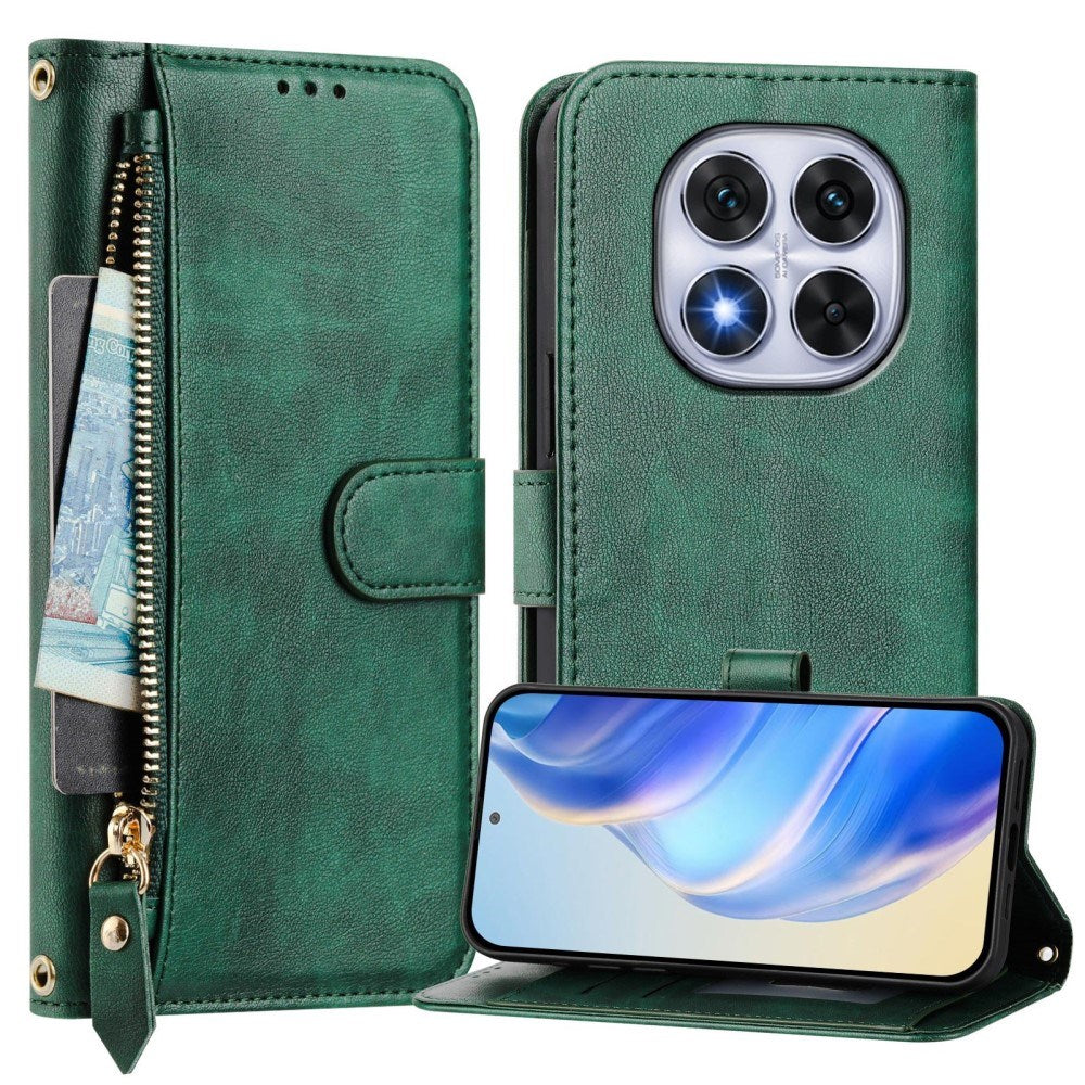 EIDERWOOD Xiaomi Redmi Note 14 Pro+ / 14 Pro (5G) Flip Cover m. Kortholder - Stativfunksjon - Håndleddsstropp - Grønn