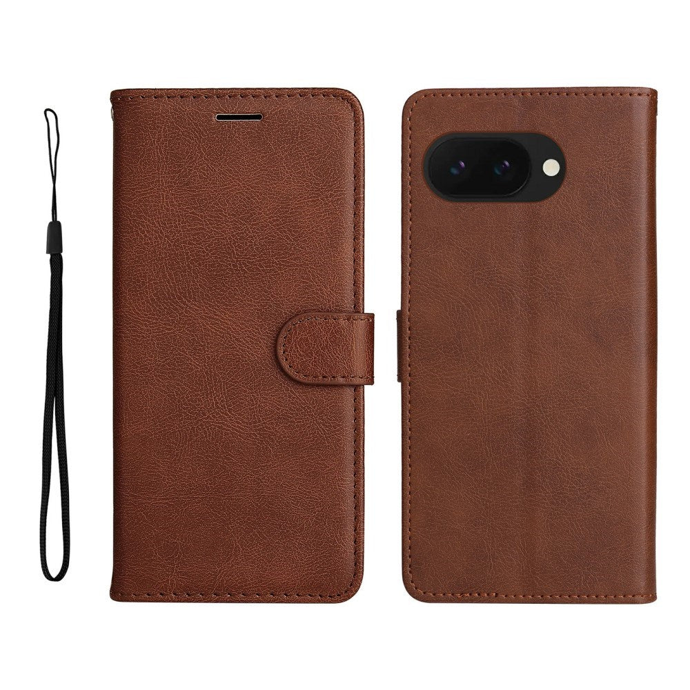 Google Pixel 9a - EIDERWOOD Kunstlæder Flip Cover m. Kortholder & Strop - Brun