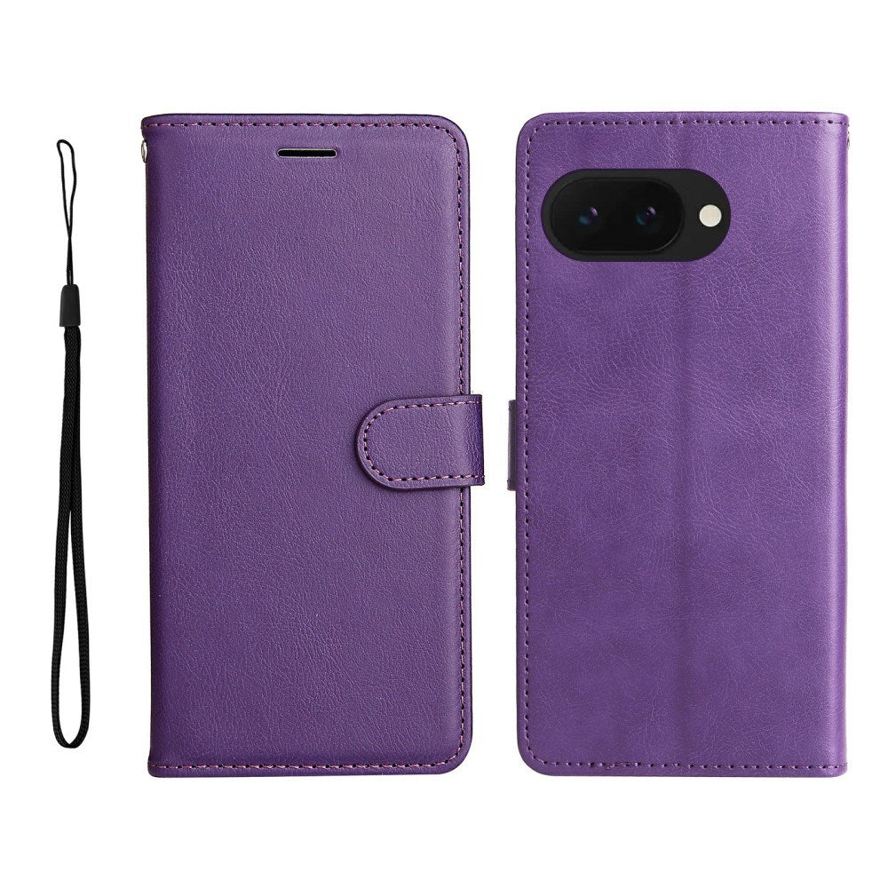 Google Pixel 9a - EIDERWOOD Kunstlæder Flip Cover m. Kortholder & Strop - Lilla