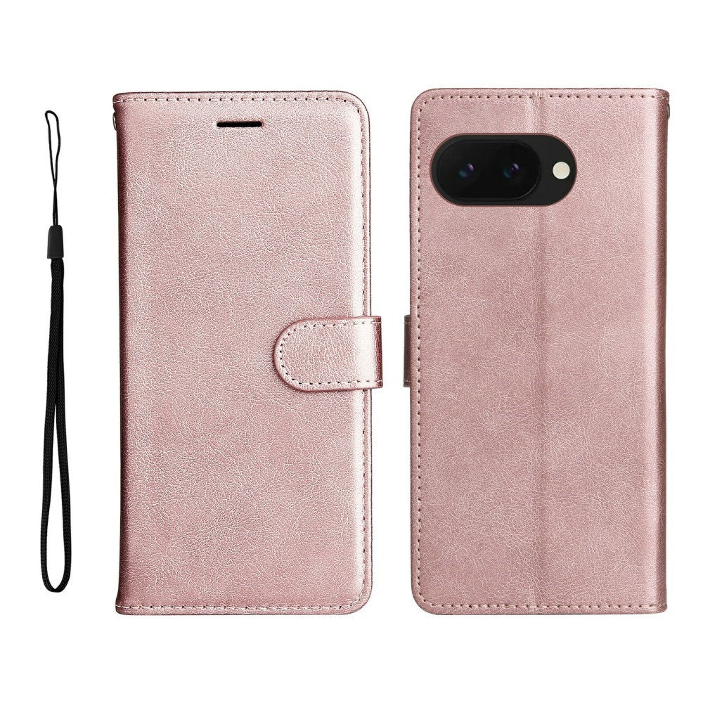 Google Pixel 9a - EIDERWOOD Faux Leather Flip Cover m. Kortholder og snor - Rosa