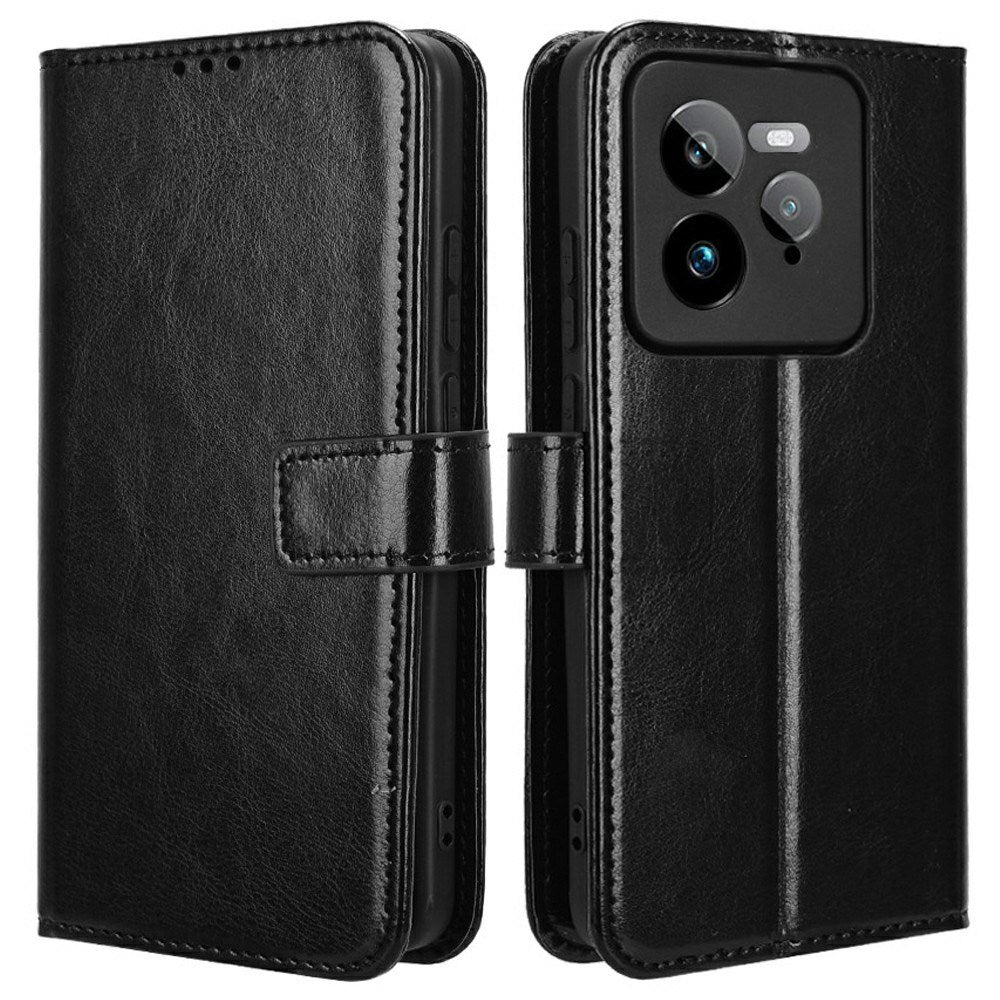 Realme GT 7 Pro (5G) - EIDERWOOD Faux Leather Flip Cover m. Stropp - Svart