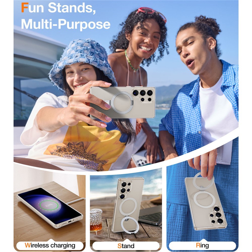 Samsung Galaxy S25 Ultra - TORRAS Guardian Ostand Hybrid Cover - Kickstand - MagSafe Kompatibel - Gennemsigtig