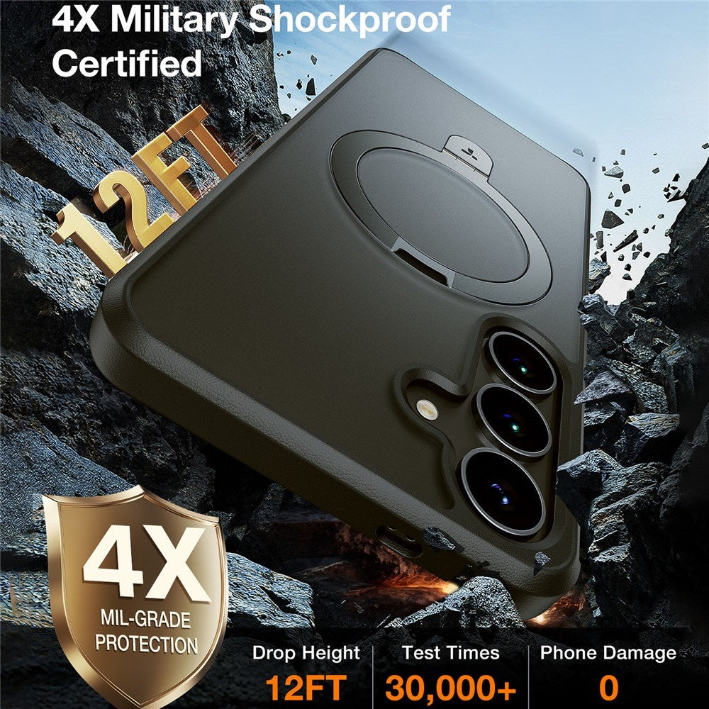 Samsung Galaxy S25 - TORRAS Guardian Ostand Hybrid Cover - Kickstand - MagSafe Kompatibel - Sort