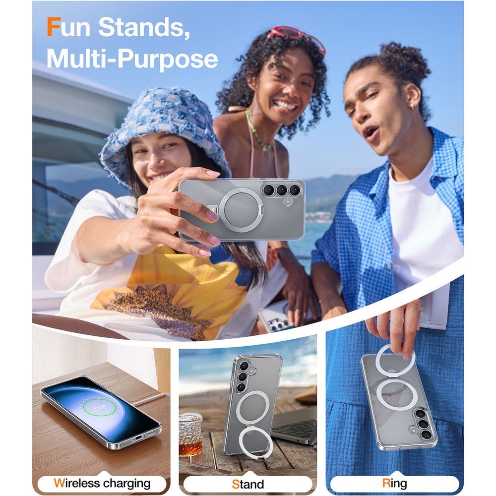 Samsung Galaxy S25 - TORRAS Guardian Ostand Hybrid Cover - Kickstand - MagSafe Kompatibel - Gennemsigtig