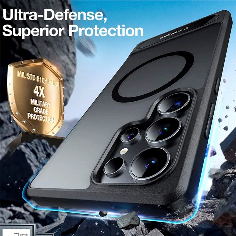 Samsung Galaxy S25 Ultra - TORRAS Hybrid Deksel m. Ståfunksjon - MagSafe-kompatibel - Svart