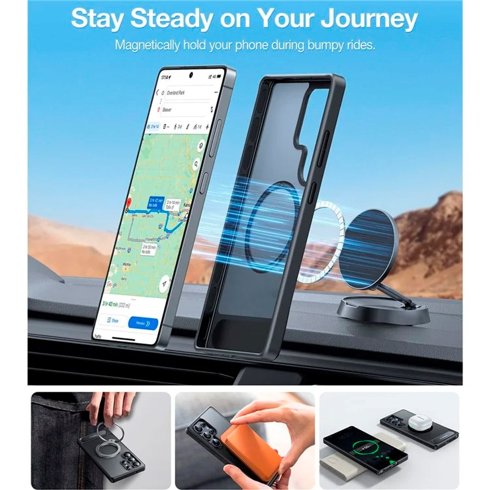 Samsung Galaxy S25 Ultra - TORRAS Hybrid Deksel m. Ståfunksjon - MagSafe-kompatibel - Svart