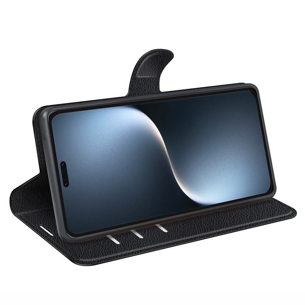 Honor Magic7 Pro - EIDERWOOD Faux Leather Flip Cover m. Kortholder og stativfunksjon - svart