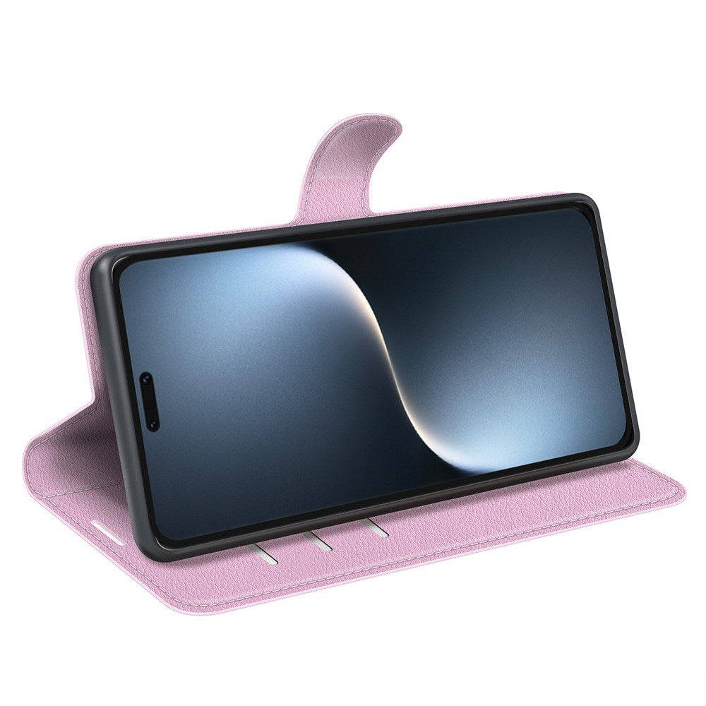 Honor Magic7 Pro - EIDERWOOD Faux Leather Flip Cover m. Kortholder og stativfunksjon - Rosa