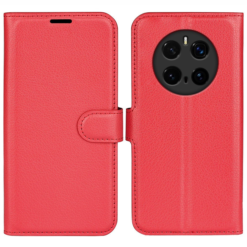 Honor Magic7 Pro - EIDERWOOD Faux Leather Flip Cover m. Kortholder og stativfunksjon - rød