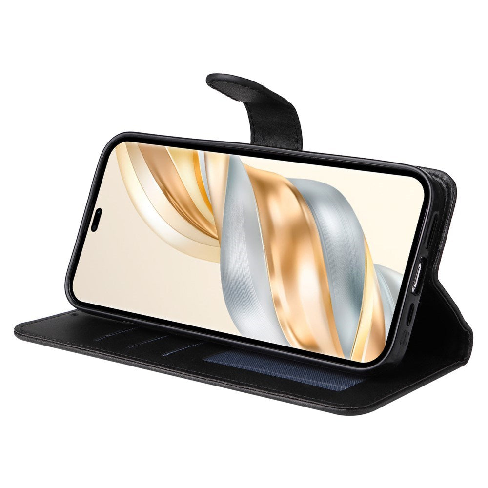 Honor Magic7 Lite - EIDERWOOD Faux Leather Flip Cover m. Stropp - Svart