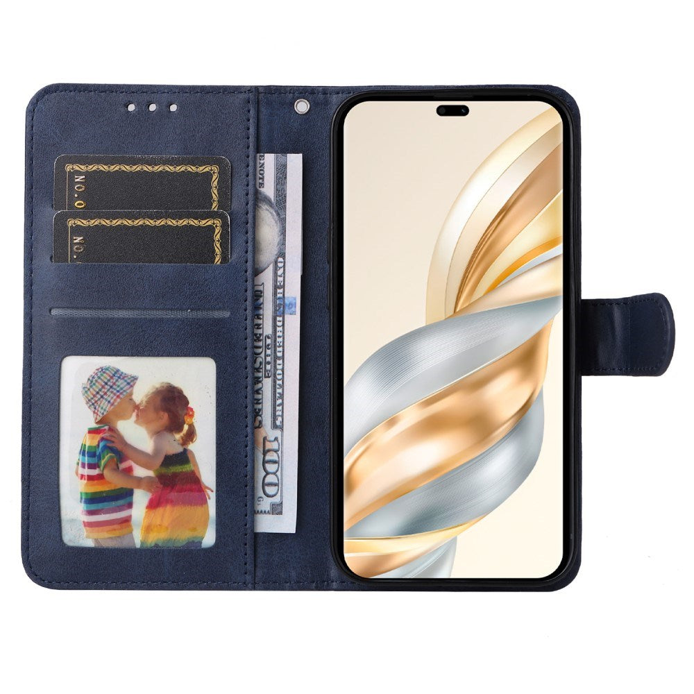 Honor Magic7 Lite - EIDERWOOD Faux Leather Flip Cover m. Stropp - Blå