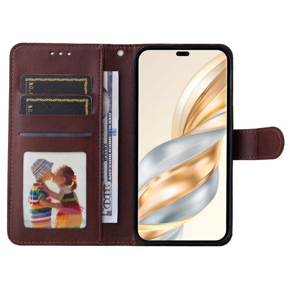 Honor Magic7 Lite - EIDERWOOD Faux Leather Flip Cover m. Stropp - Brun
