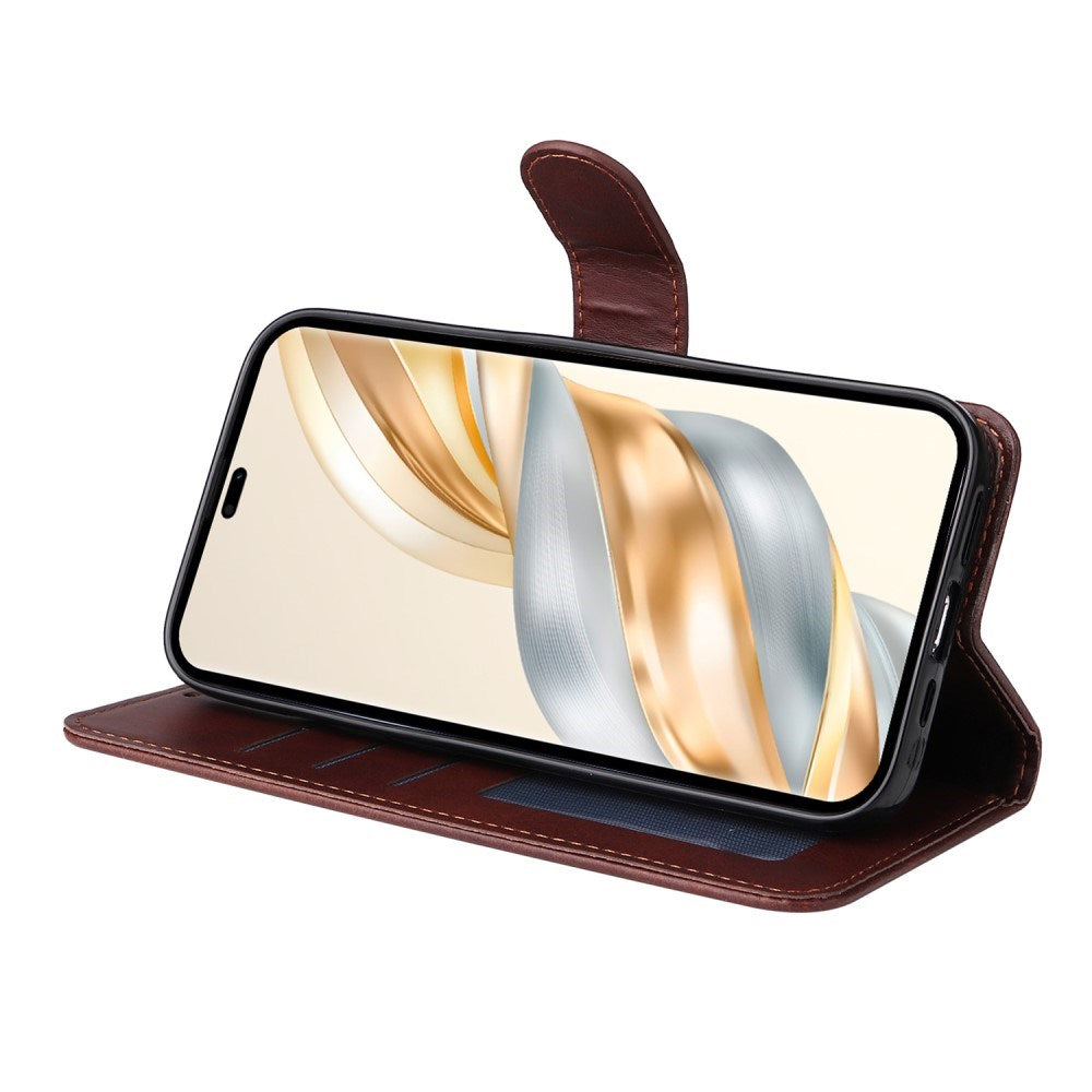 Honor Magic7 Lite - EIDERWOOD Faux Leather Flip Cover m. Stropp - Brun