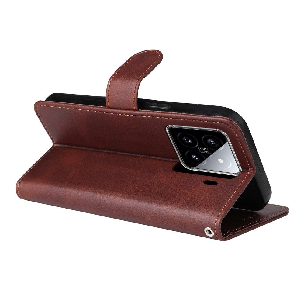 Xiaomi 15 - EIDERWOOD Kunstlæder Flip Cover m. Strop - inkl. Hærdet Beskyttelsesglas - Brun