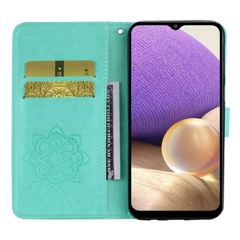 Samsung Galaxy S25 - EIDERWOOD Kunstlæder Flip Cover m. Uglemotiv - Turkis