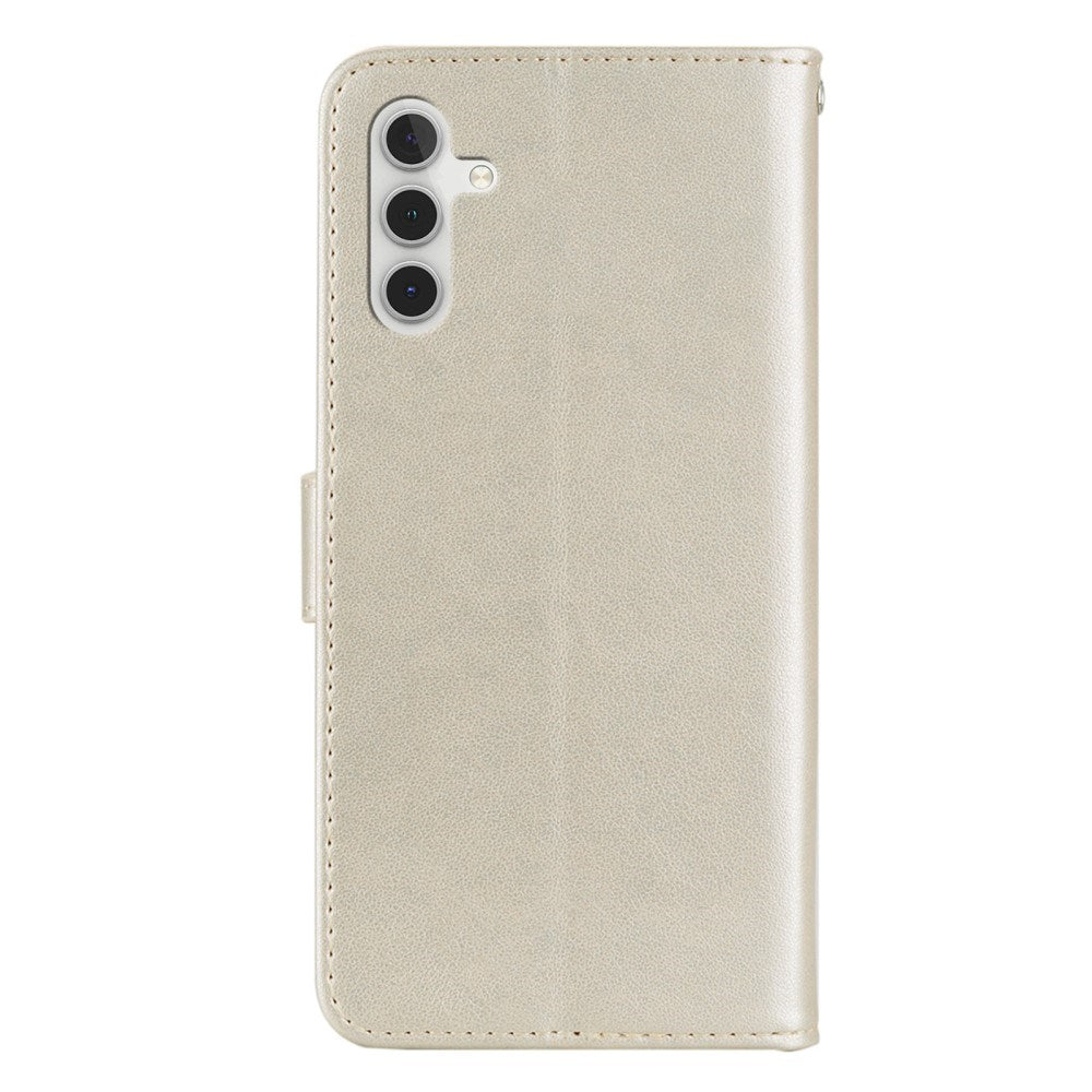 Samsung Galaxy S25 - EIDERWOOD Kunstlæder Flip Cover m. Uglemotiv - Guld