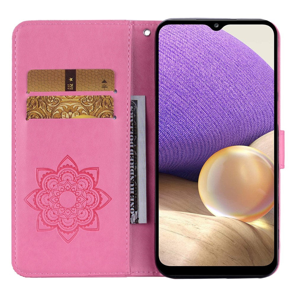 Samsung Galaxy S25 - EIDERWOOD Kunstlæder Flip Cover m. Uglemotiv - Lyserød