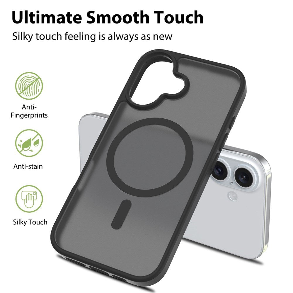 iPhone 16 Plus - EIDERWOOD Mat Hybrid Cover - MagSafe Kompatibel - Sort / Gennemsigtig