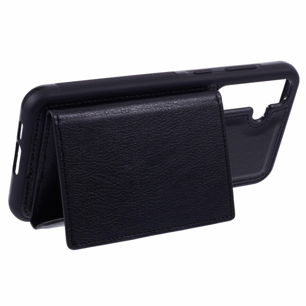 Samsung Galaxy S25 - EIDERWOOD 2-i-1 vegansk skinndeksel m. Kortholder og stativfunksjon - svart