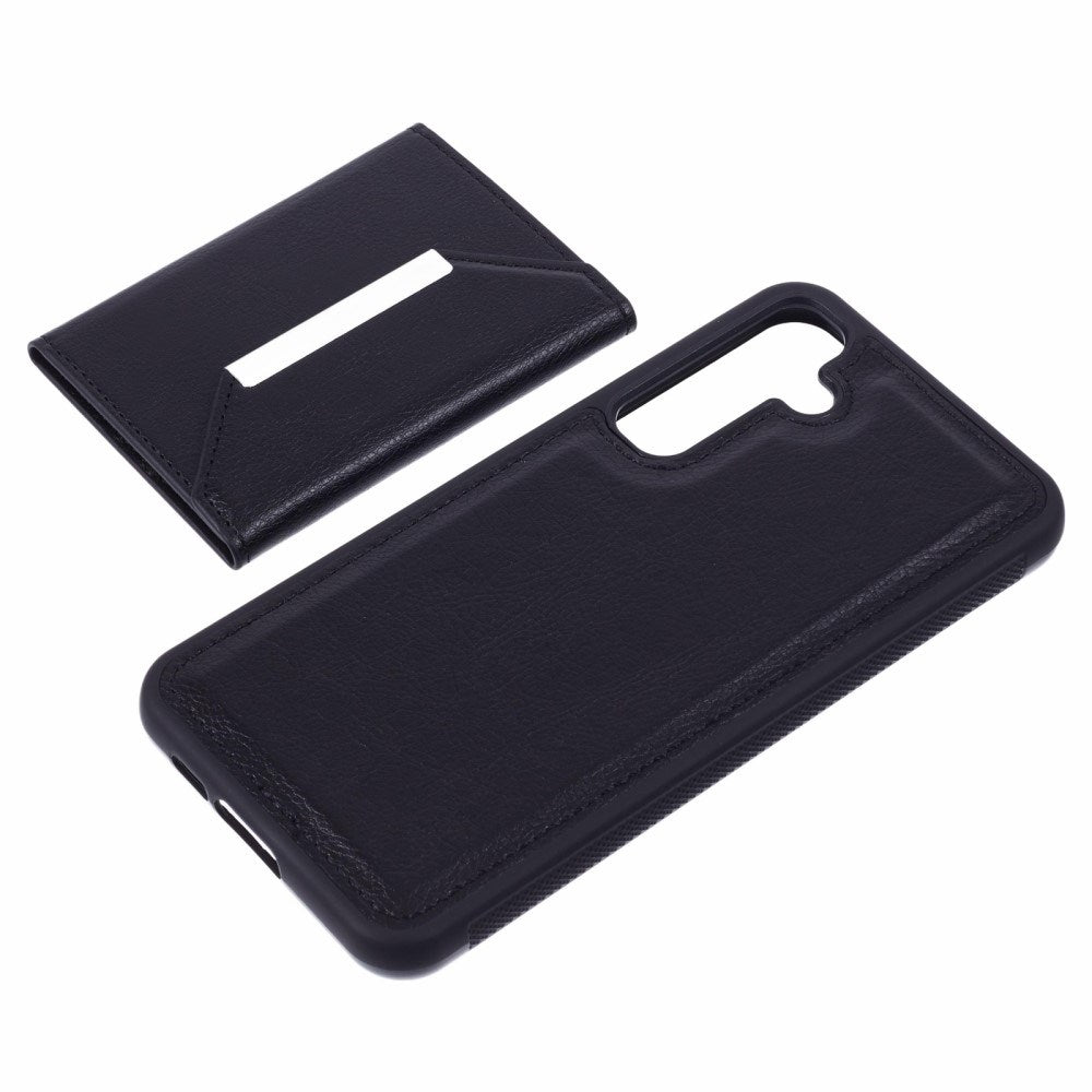 Samsung Galaxy S25 - EIDERWOOD 2-i-1 vegansk skinndeksel m. Kortholder og stativfunksjon - svart