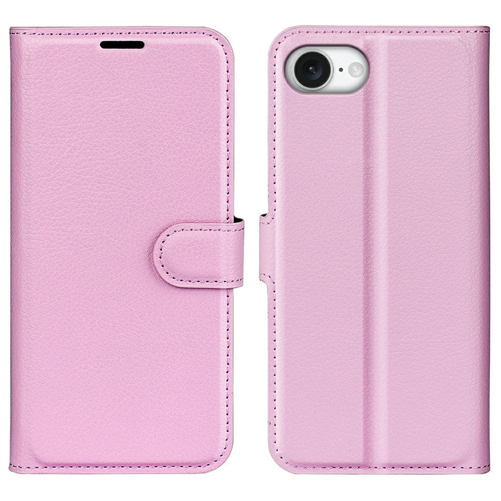 iPhone 16e - EIDERWOOD Faux Leather Flip Cover m. Kortholder og stativfunksjon - Rosa