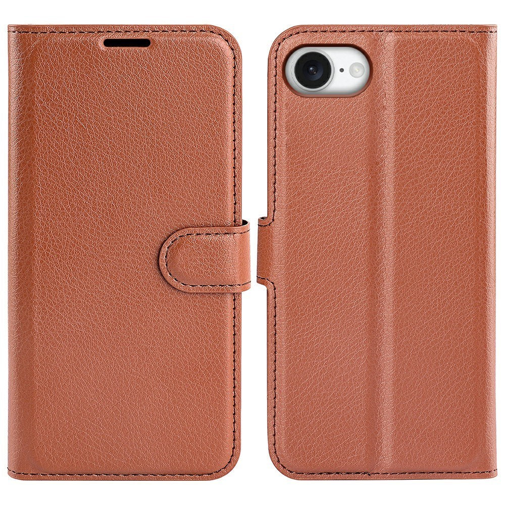 iPhone 16e - EIDERWOOD Faux Leather Flip Cover m. Kortholder og stativfunksjon - brun