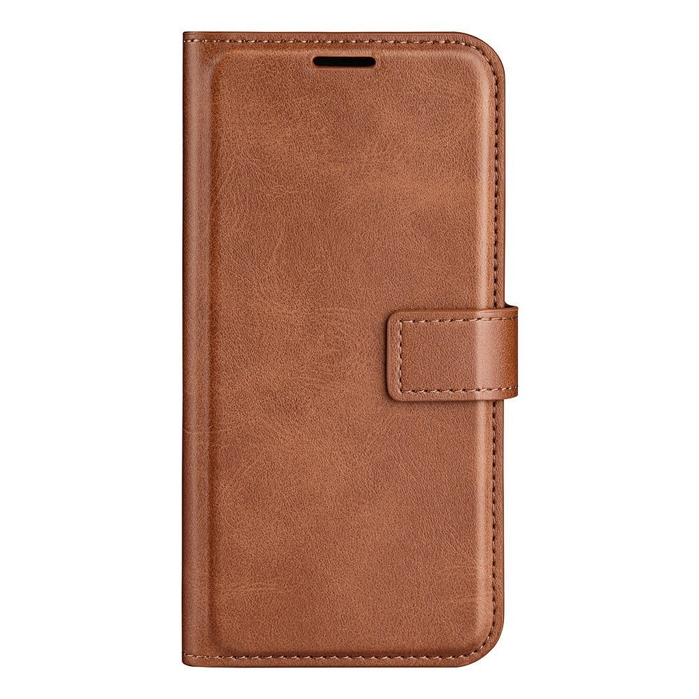 iPhone 16e - EIDERWOOD Faux Leather Flip Deksel - Lysebrun