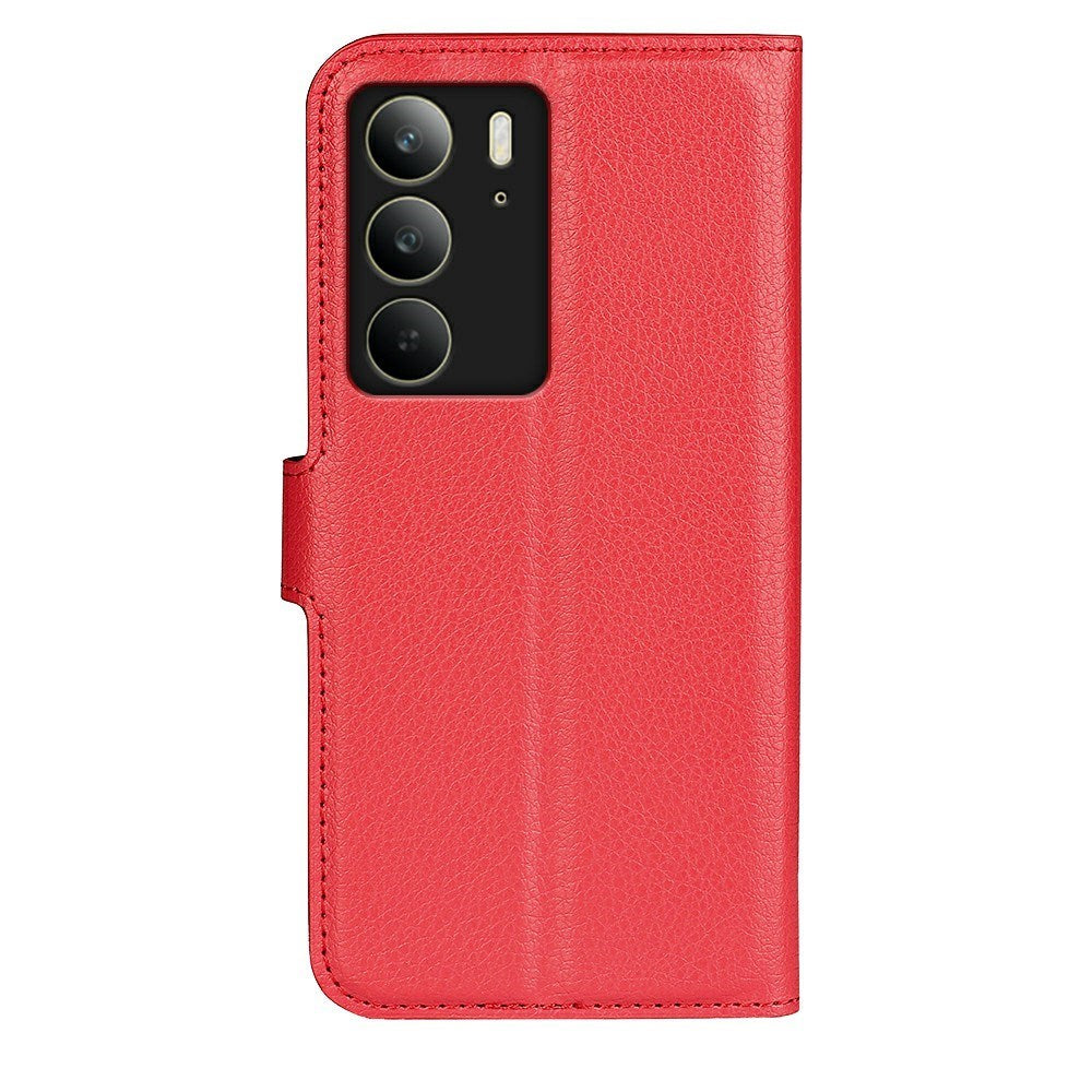 Realme C75 - EIDERWOOD Faux Leather Flip Cover m. Kortholder og stativfunksjon - rød