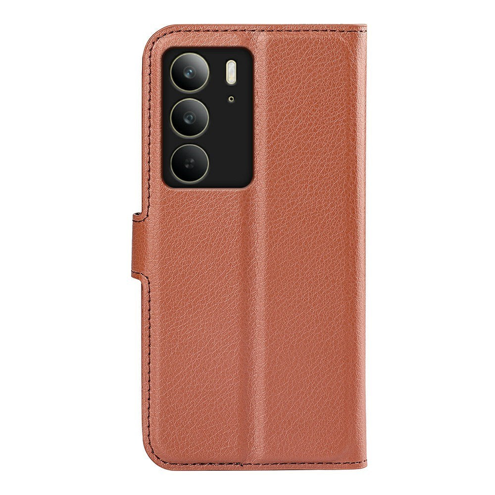 Realme C75 - EIDERWOOD Faux Leather Flip Cover m. Kortholder og stativfunksjon - brun