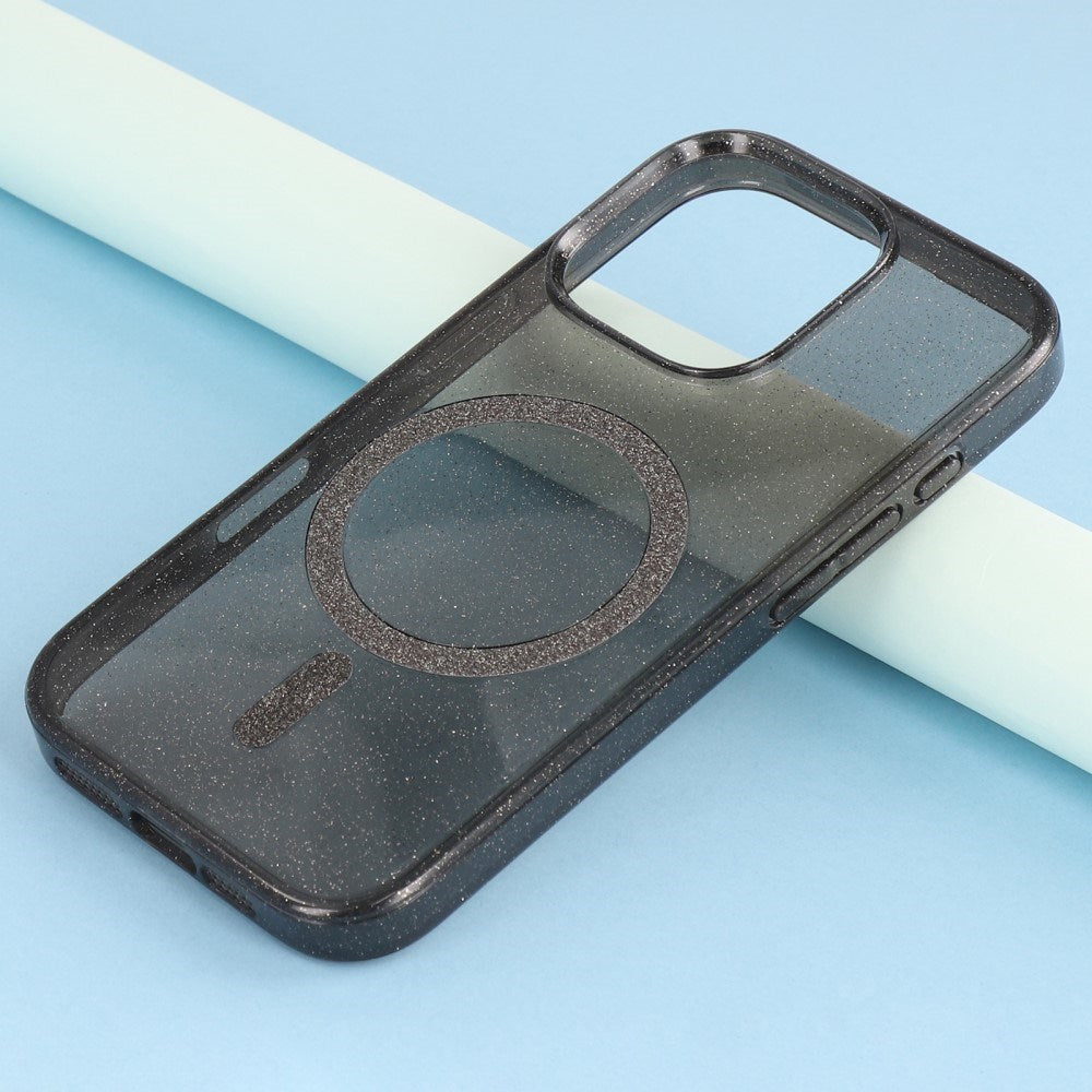 iPhone 16 Pro - EIDERWOOD Plast Glitter Deksel - MagSafe kompatibel - Svart