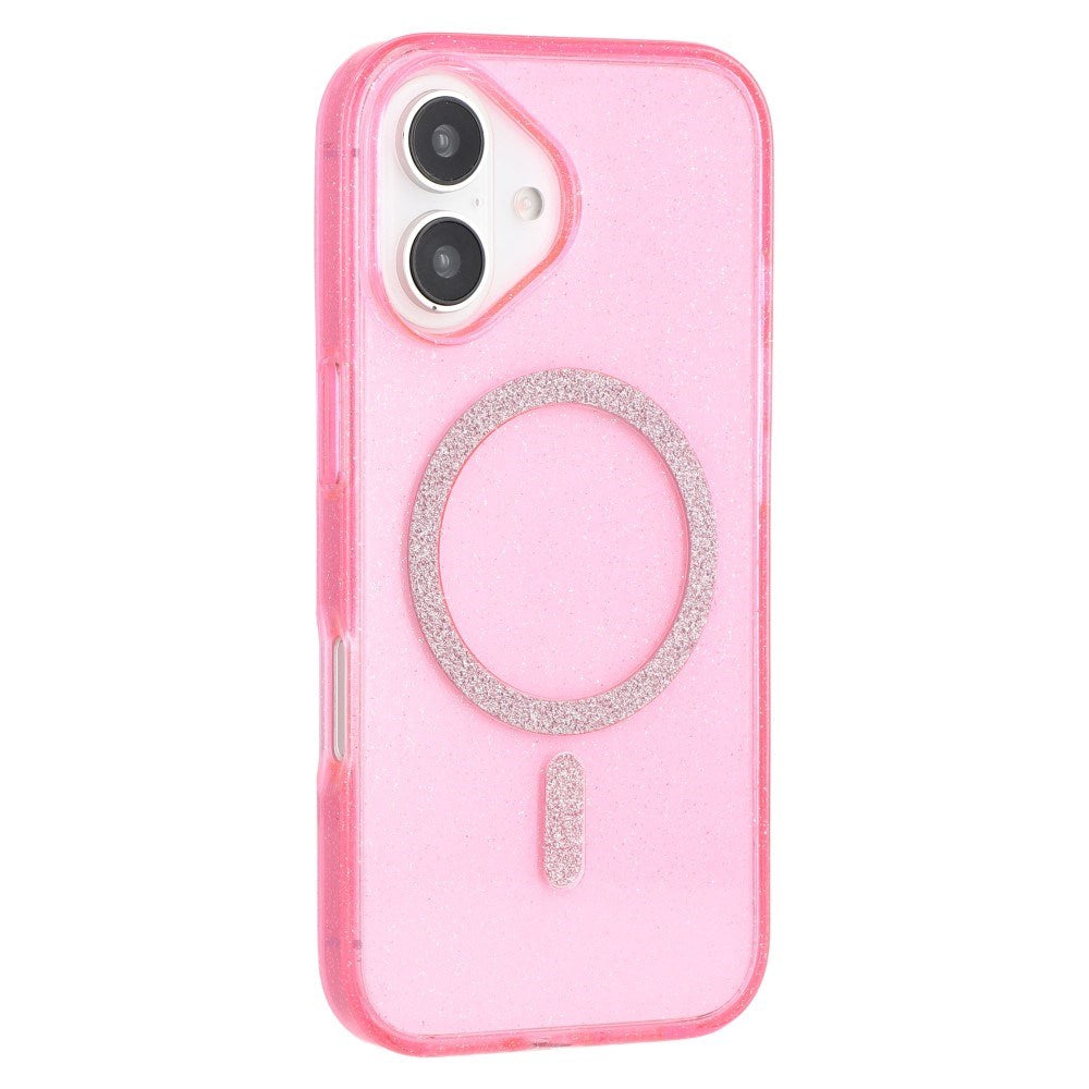 iPhone 16 Plus - EIDERWOOD Plast Glitter Deksel - MagSafe kompatibel - Rosa