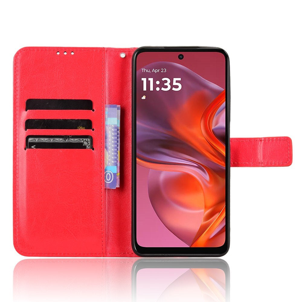 Motorola Moto G05 / E15 - EIDERWOOD Kunstlæder Flip Cover m. Strop - Rød