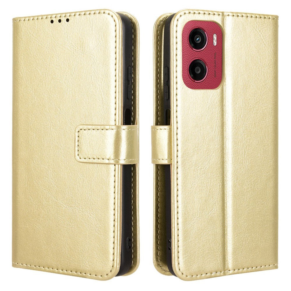 Motorola Moto G05 / E15 - EIDERWOOD Kunstlæder Flip Cover m. Strop - Guld