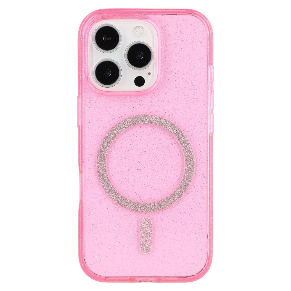 iPhone 16 Pro Max - EIDERWOOD Plast Glitter Deksel - MagSafe kompatibel - Rosa