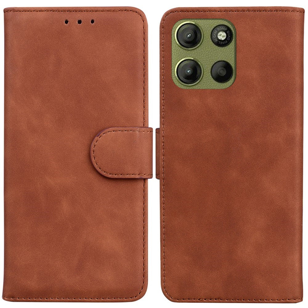 Motorola Moto G15 - EIDERWOOD Kunstlæder Flip Cover m. Kortholder & Ståfunktion - Brun