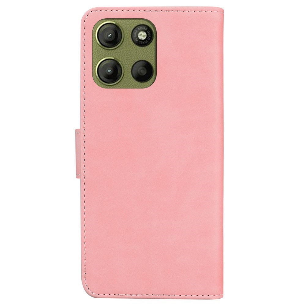 Motorola Moto G15 - EIDERWOOD Faux Leather Flip Cover m. Kortholder og stativfunksjon - Rosa
