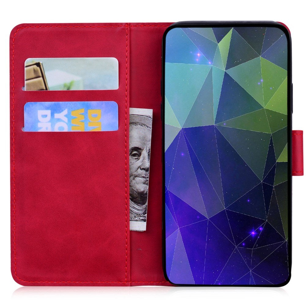Motorola Moto G15 - EIDERWOOD Kunstlæder Flip Cover m. Kortholder & Ståfunktion - Rød