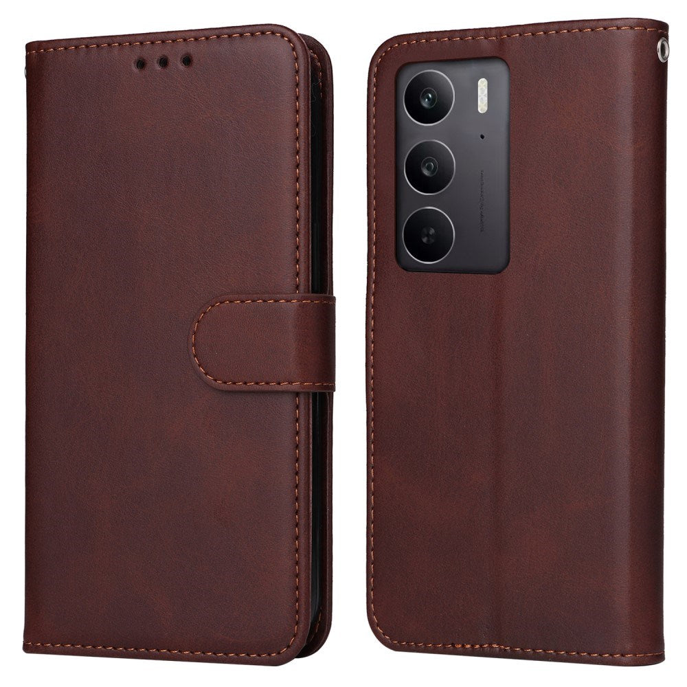 Realme 14X (5G) / C75 - EIDERWOOD Kunstlæder Flip Cover m. Strop - Brun