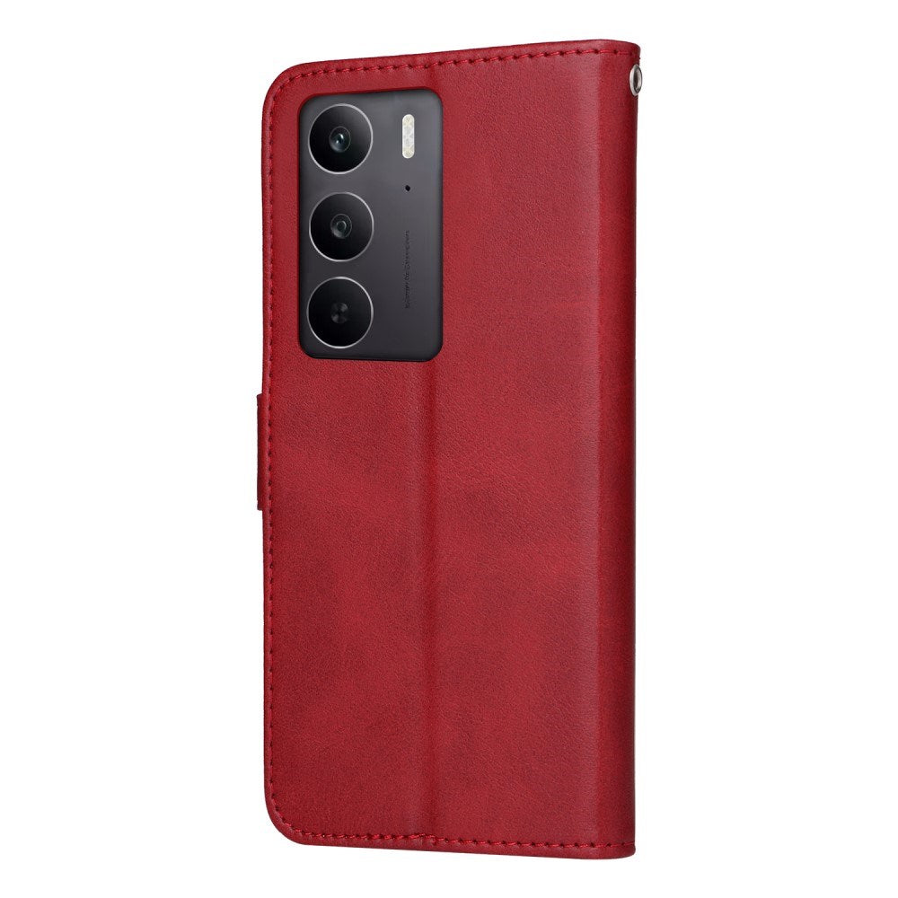 Realme 14X (5G) / C75 - EIDERWOOD Faux Leather Flip Cover m. Stropp - Rød