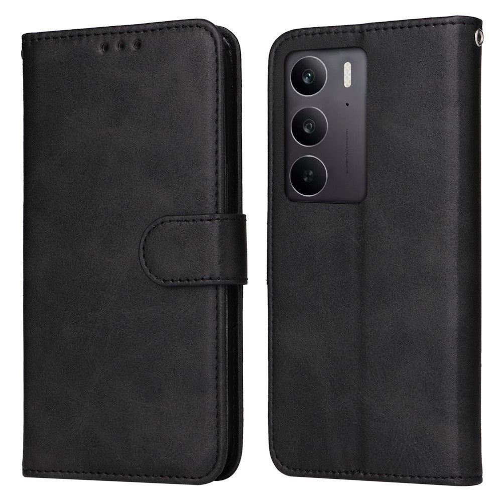 Realme 14X (5G) / C75 - EIDERWOOD Faux Leather Flip Cover m. Stropp - Svart