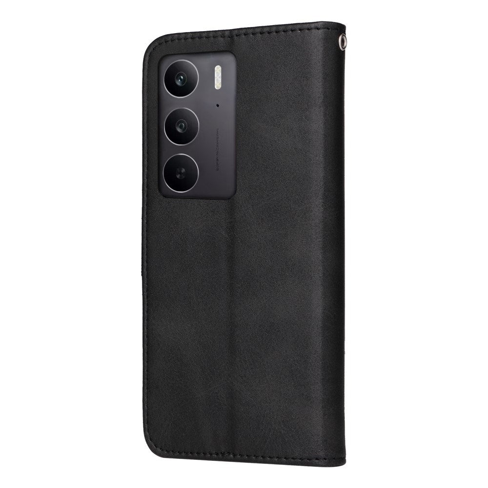 Realme 14X (5G) / C75 - EIDERWOOD Faux Leather Flip Cover m. Stropp - Svart