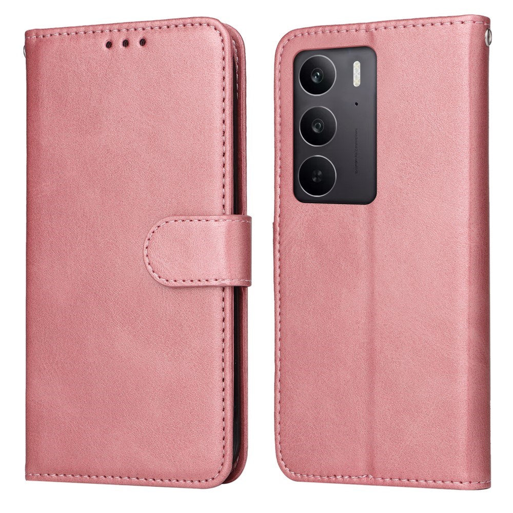 Realme 14X (5G) / C75 - EIDERWOOD Kunstlæder Flip Cover m. Strop - Lyserød