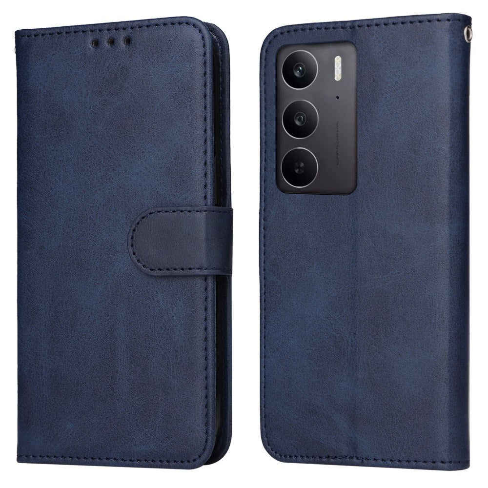 Realme 14X (5G) / C75 - EIDERWOOD Faux Leather Flip Cover m. Stropp - Blå