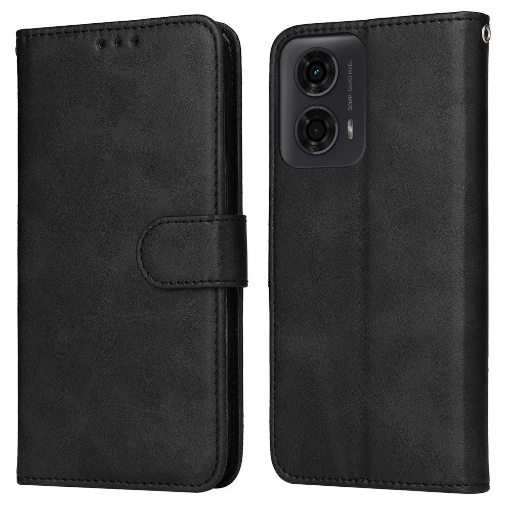Motorola Moto E14 (4G) / G04 (4G) / G04s (4G) / G24 (4G) - EIDERWOOD Faux Leather Flip Cover m. Stropp - Svart