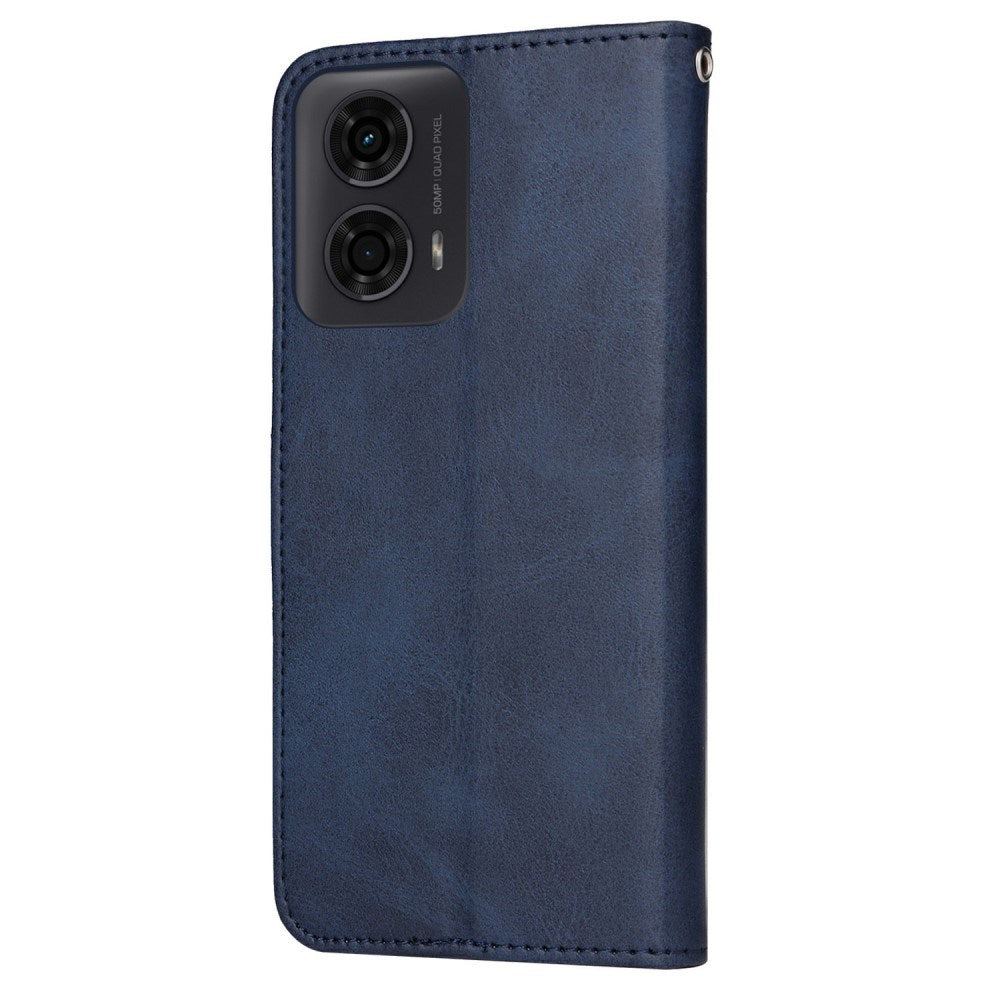 Motorola Moto E14 (4G) / G04 (4G) / G04s (4G) / G24 (4G) - EIDERWOOD Kunstlæder Flip Cover m. Strop - Blå