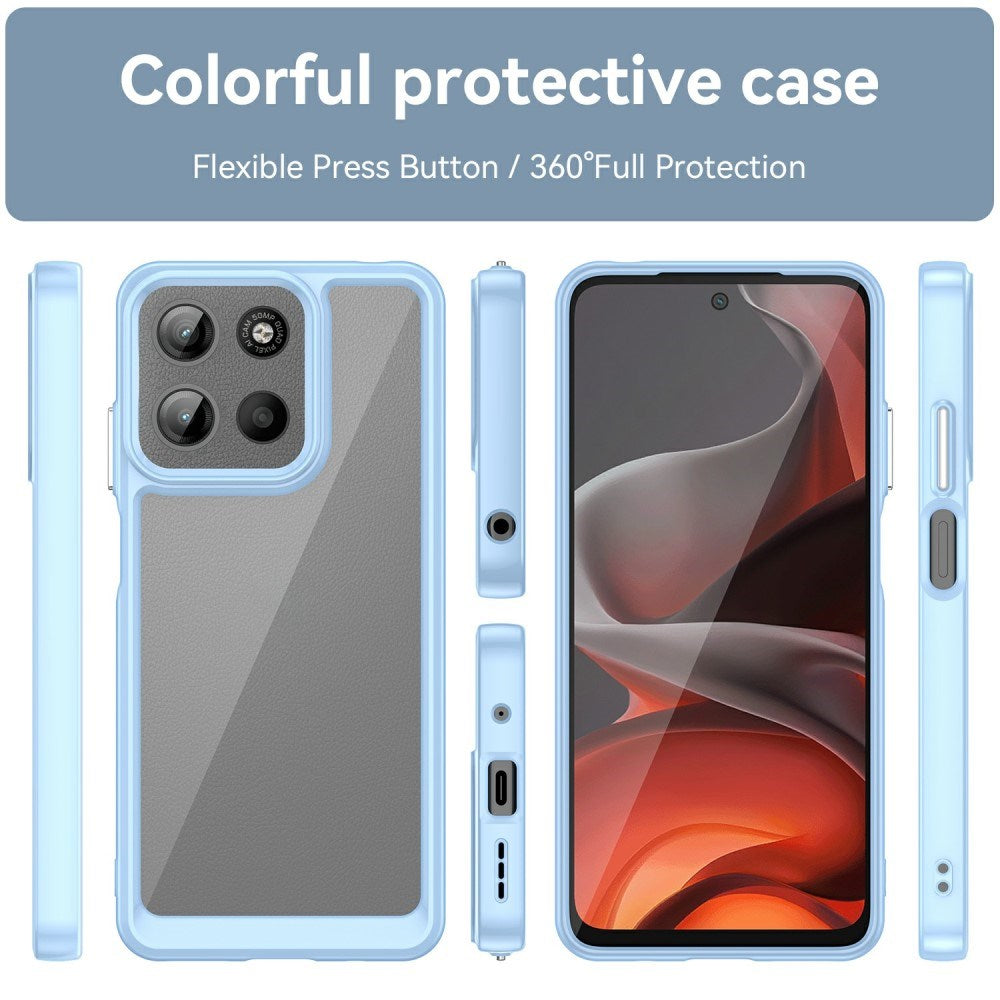 EIDERWOOD Motorola Moto G15 / G05 / E15 Hybrid plastbakdeksel - gjennomsiktig / blå kant