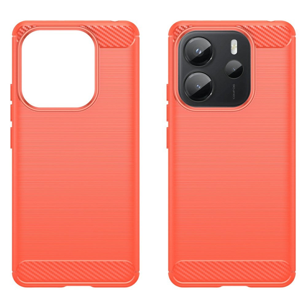 Xiaomi Redmi Note 14 (4G) - EIDERWOOD Brushed Carbon Fiber Fleksibelt Plastik Cover - Rød