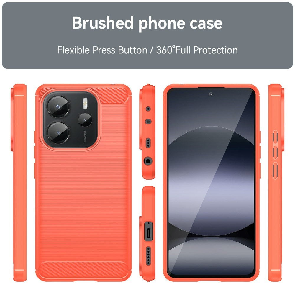 Xiaomi Redmi Note 14 (4G) - EIDERWOOD Brushed Carbon Fiber Fleksibelt Plastik Cover - Rød