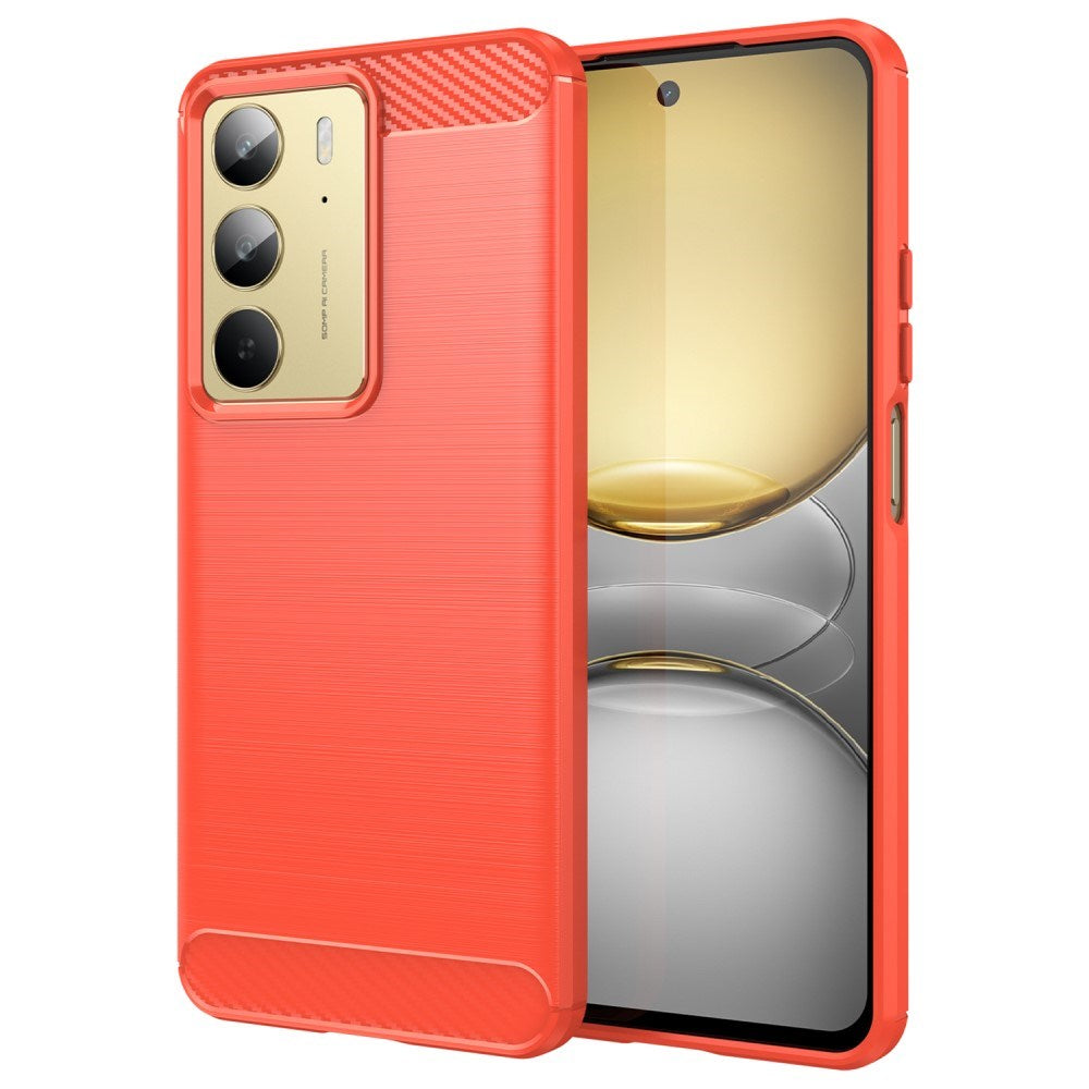 Realme C75 - EIDERWOOD børstet karbonfiber fleksibelt plastdeksel - rød