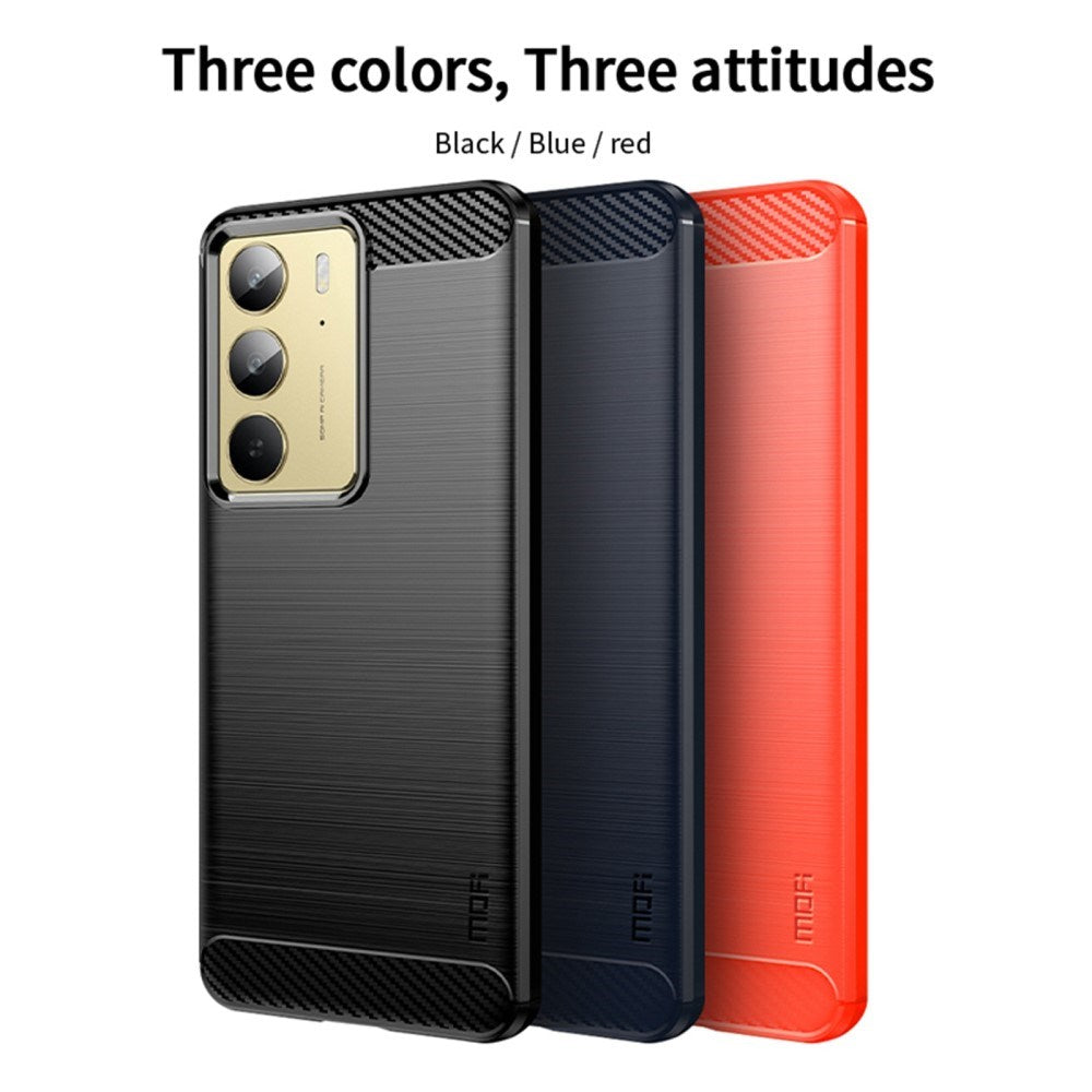 Realme 14X (5G) Brushed Carbon Bagside Cover - Rød